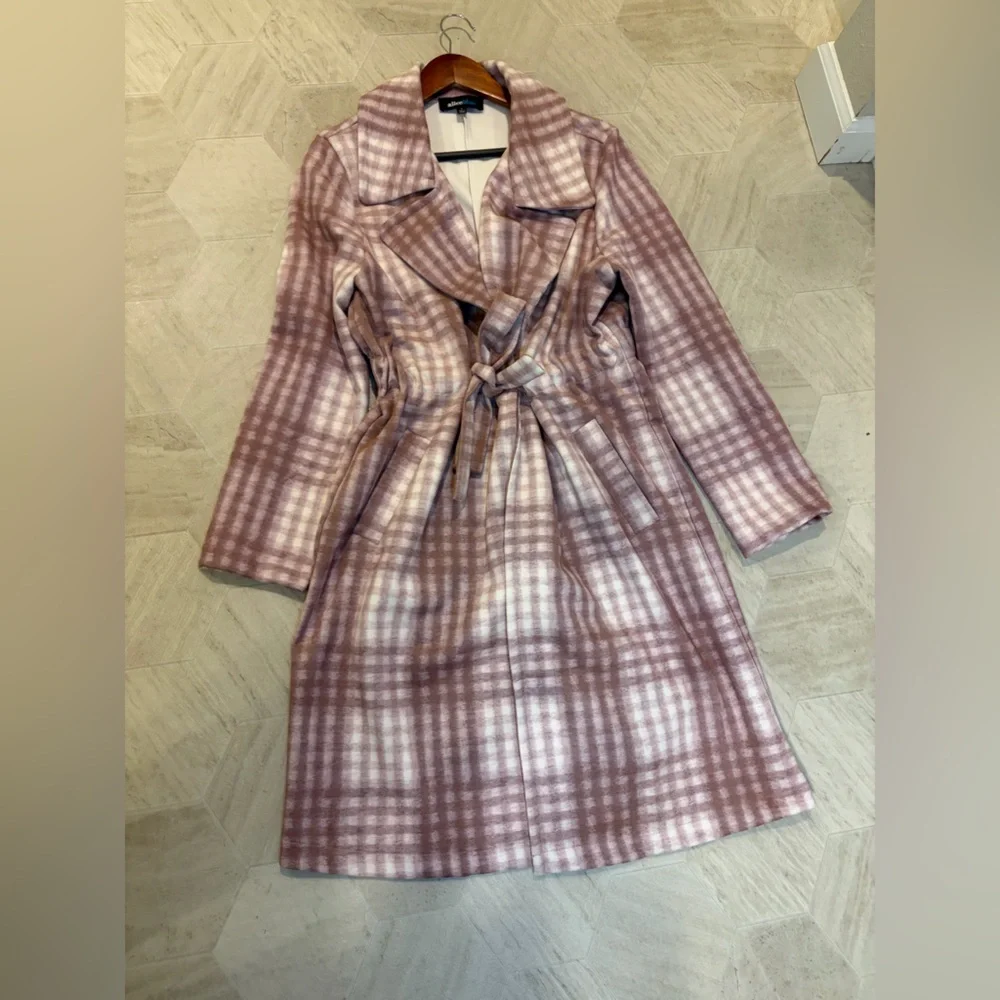 Alice Blue Pink Plaid Trench Coat - Picture 3 of 7